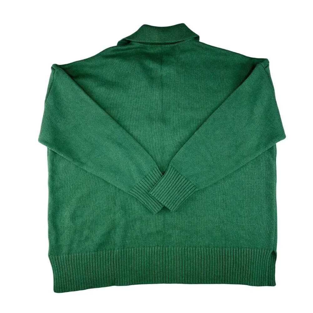 Darling Women Green 3/4 Length Sleeve Collared Knit Sweater Pullover Medium - Picture 3 of 13